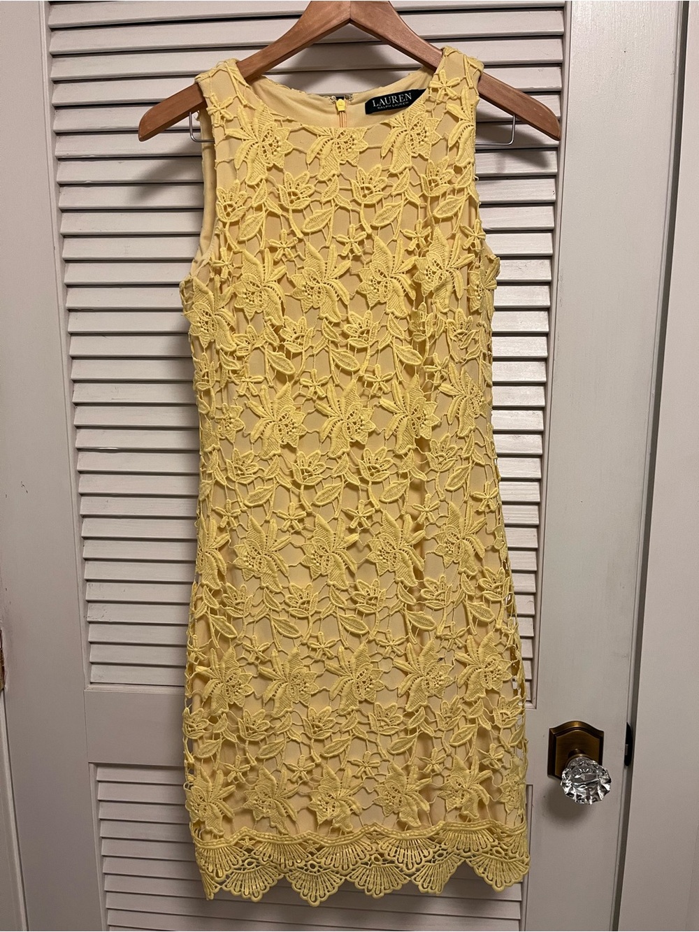 Lauren Ralph Lauren Yellow Floral Lace Midi Dress